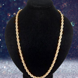 10K Solid Gold Rope Chain Necklace / 16"