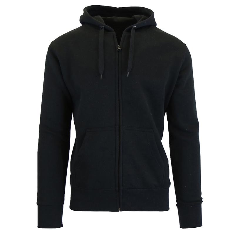 Men&#39;s Fleece-Lined Zip Sweater Hoodie / Black / Small