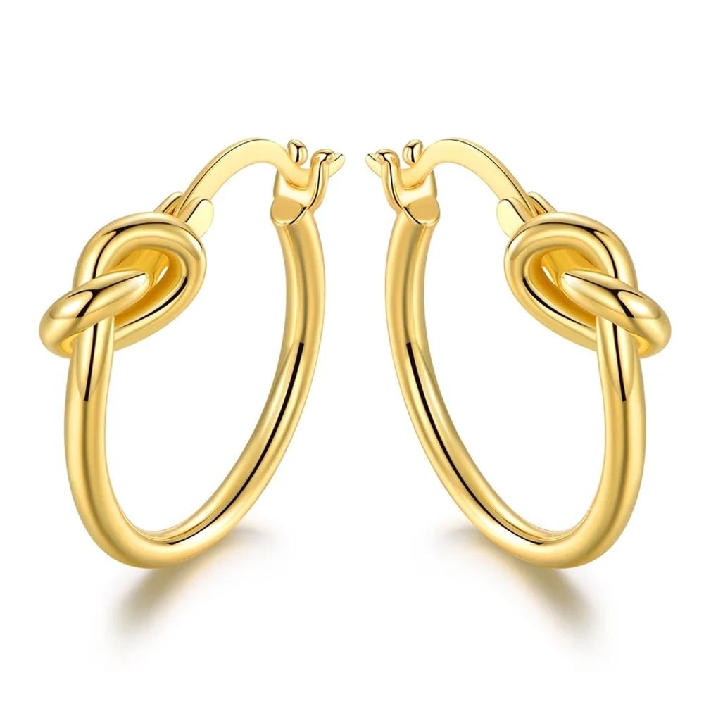 French Lock Knot Hoop Earrings in 18K Gold