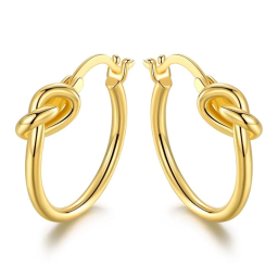 French Lock Knot Hoop Earrings in 18K Gold