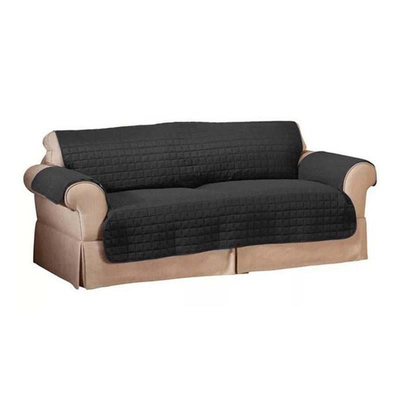 Quilted Pet Protector Furniture Slip Covers / Black / Love Seat