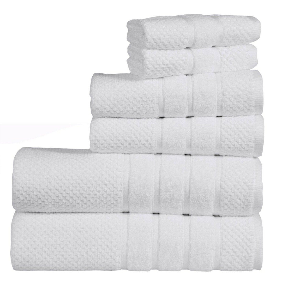 Bibb Home 6-Piece Egyptian Cotton Zero Twist Towel Set / White