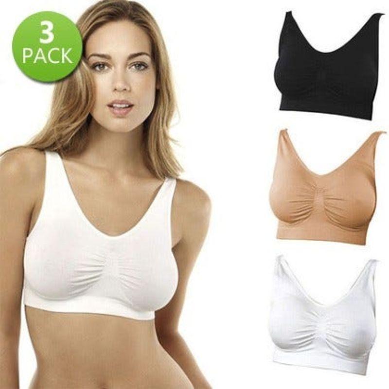 Women&#39;s 3-Pack: Seamless Comfy Bras - Assorted Color Sets / Neutral / Small