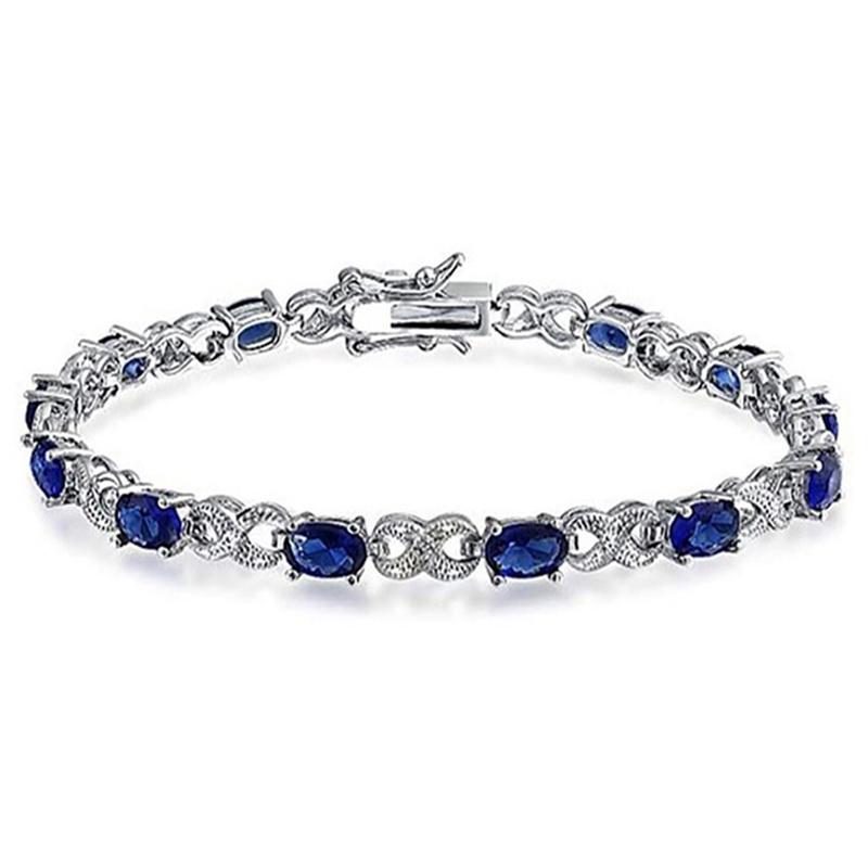 Genuine Sapphire and Diamond Tennis Bracelet by Valencia Gems