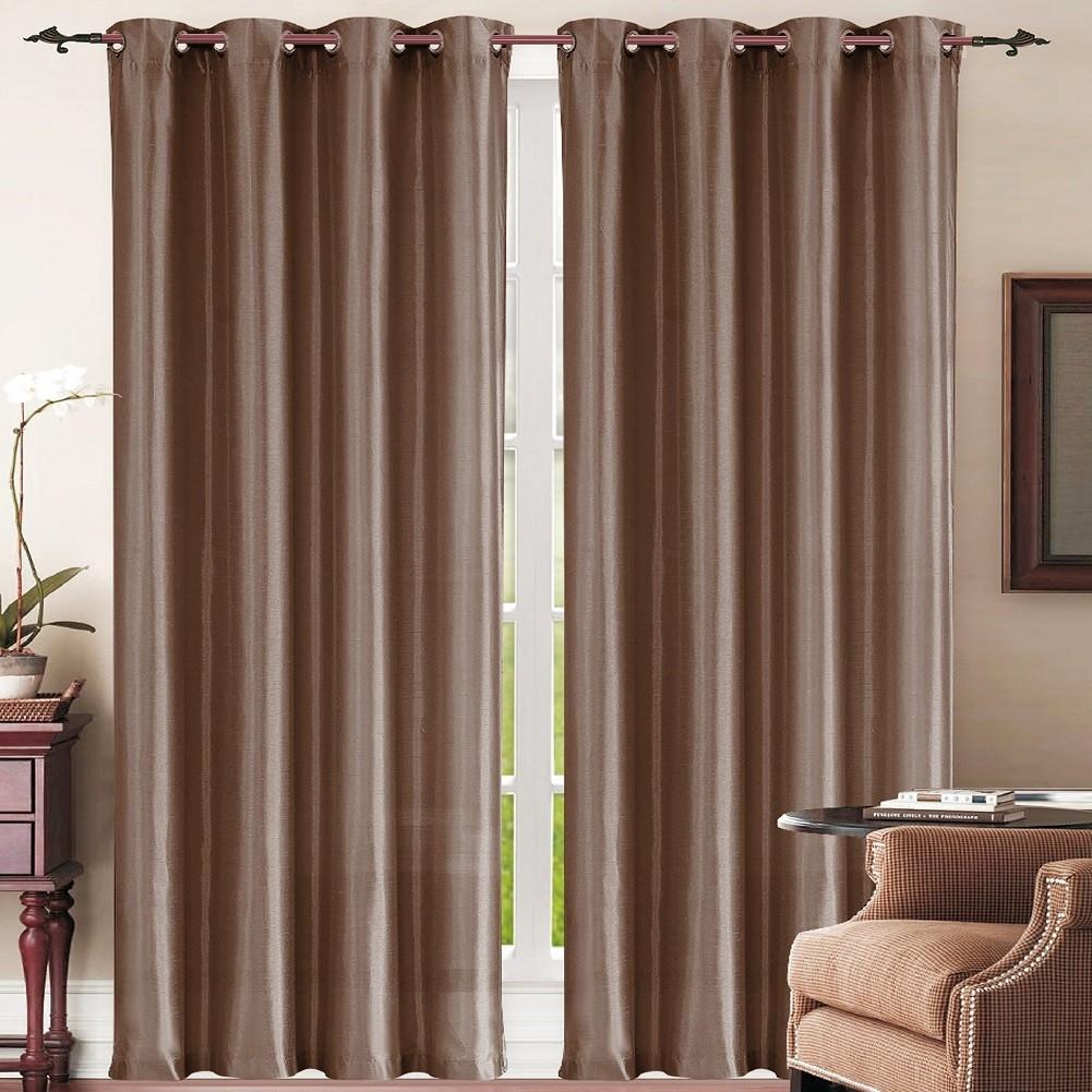 Set of 2: Grommet Curtain Panels - Assorted Colors / Chocolate
