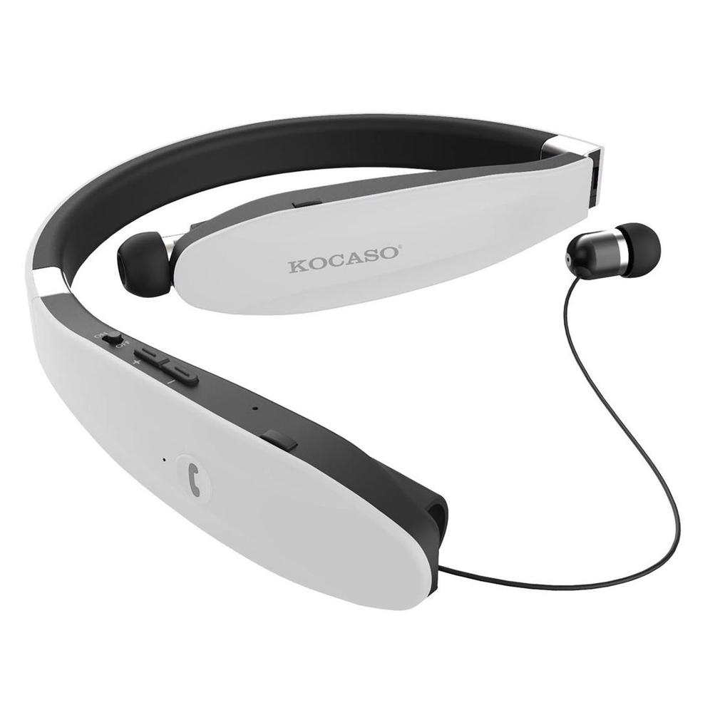 Kocaso Foldable Wireless Neckband Sweatproof Headset / White