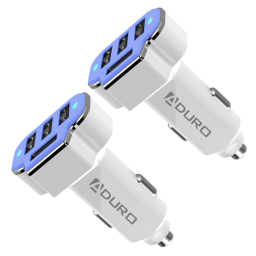 2-Pack: PowerUp 4 USB Port Car Charger Adapter / Blue