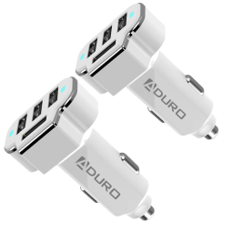 2-Pack: PowerUp 4 USB Port Car Charger Adapter / White