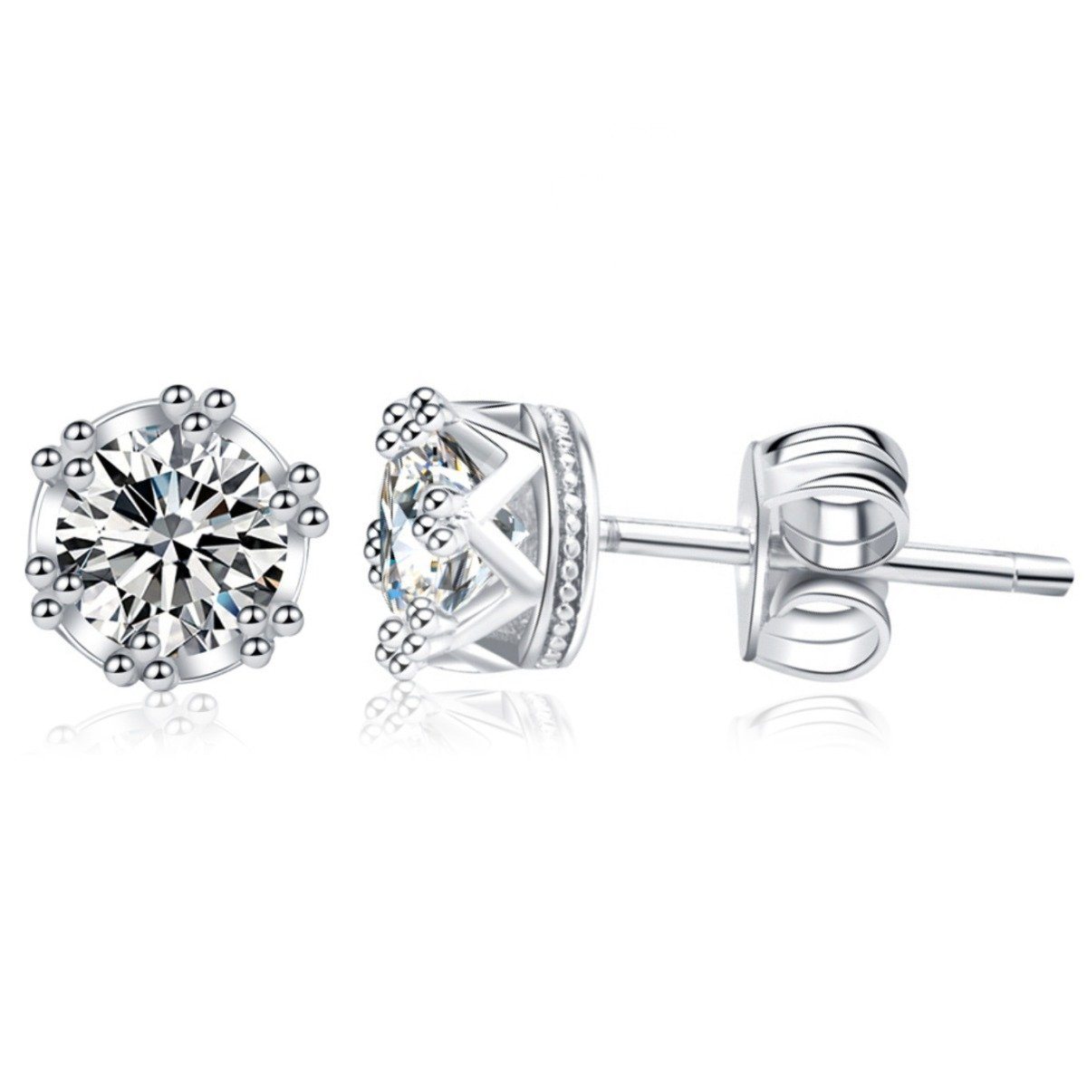 Crown Designed Stud Earring with Cubic Zirconia Stones
