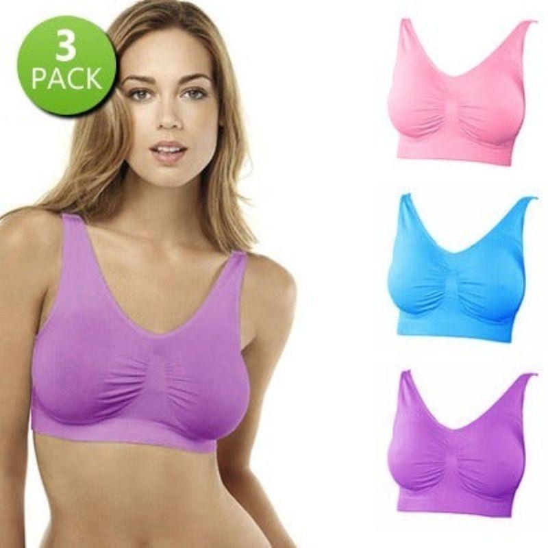 Women&#39;s 3-Pack: Seamless Comfy Bras - Assorted Color Sets / Small
