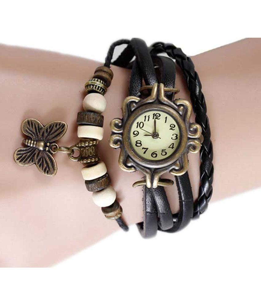 Boho Chic Vintage Inspired Handmade Butterfly Watch / Black