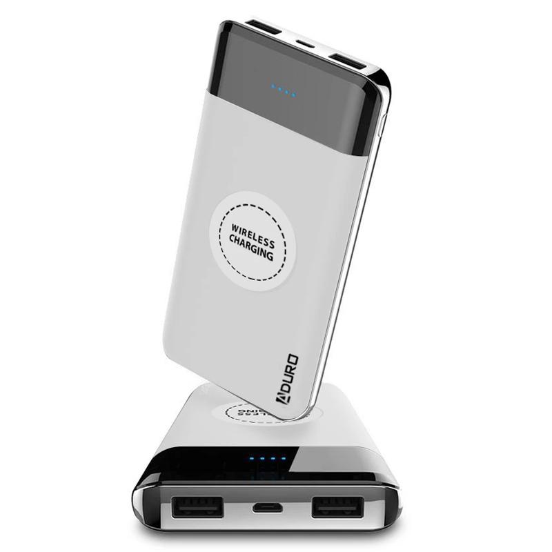 Aduro PowerUp Wireless Charging 10,000mAh Dual-USB Backup Battery / White