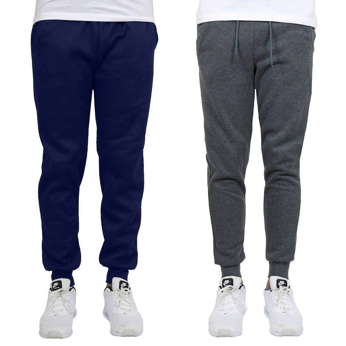2-Pack: Men&#39;s Slim-Fit Fleece Jogger Sweatpants / Charcoal/Navy Blue / XL