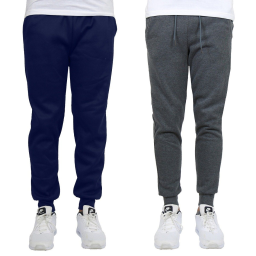 2-Pack: Men's Slim-Fit Fleece Jogger Sweatpants / Charcoal/Navy Blue / XL