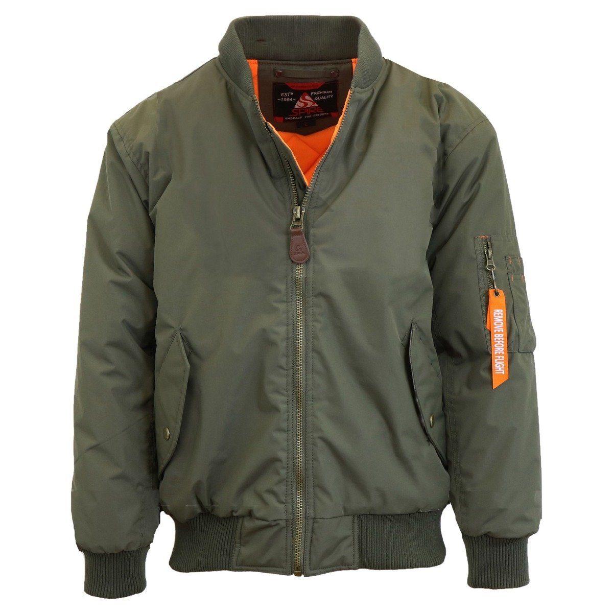 Spire by Galaxy Men&#39;s Heavyweight MA-1 Bomber Jacket / Olive / Small