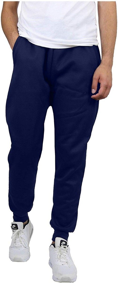 Galaxy By Harvic Men&#39;s Slim Fit Fleece Navy Jogger Pants - Size: Large