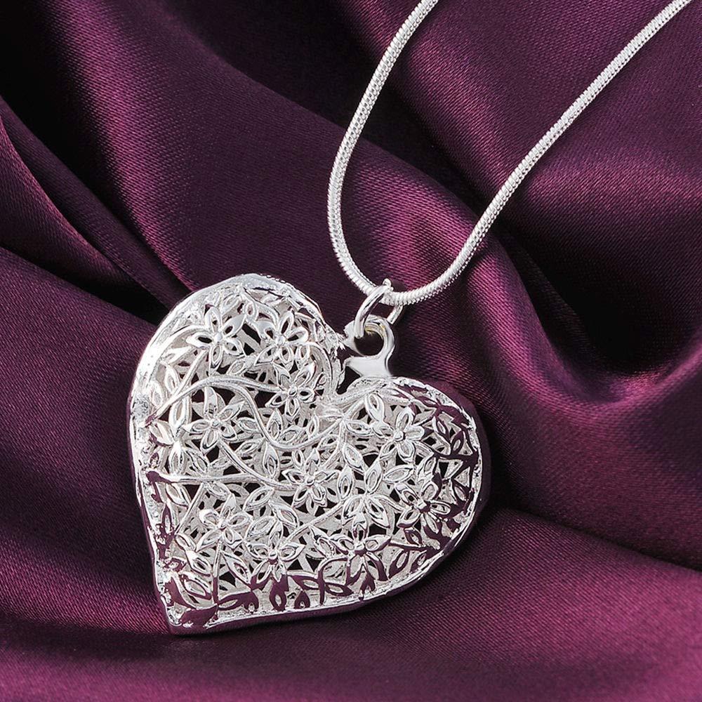 Sterling Silver Filigree Puffed Heart Necklace