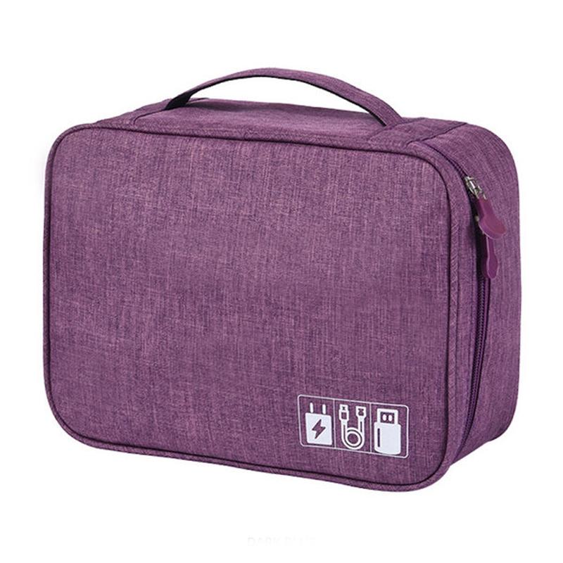 Zippered Cable Compartment Bag for Electronics Storage / Purple