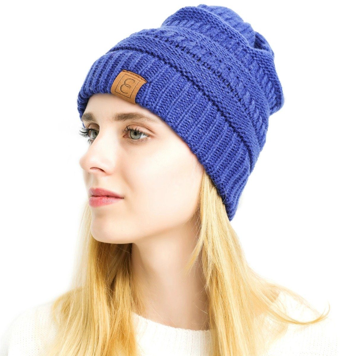 Women&#39;s Popular CC Chic Winter Beanie Hat / Blue
