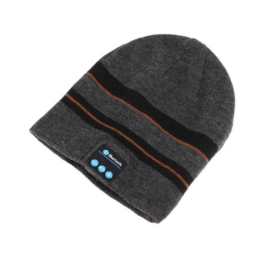 Women&#39;s Bluetooth Wireless Winter Beanie Hat - Assorted Colors / Striped Gray
