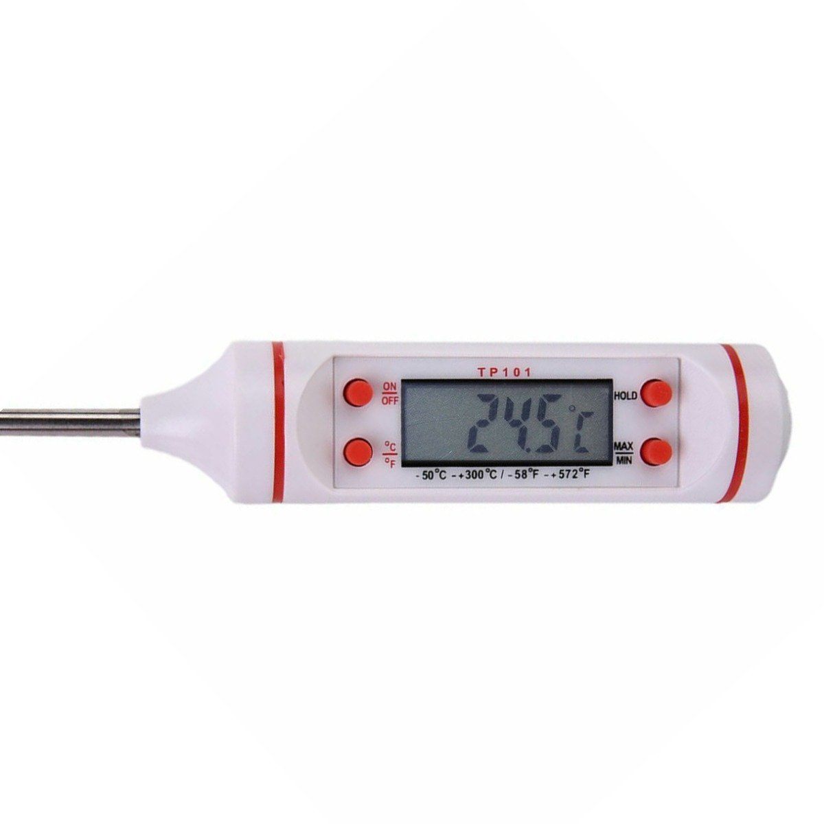 Digital Meat Thermometer with LCD Display for BBQs &amp; Ovens / White