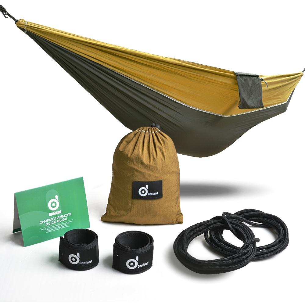 Odoland Lightweight Portable Nylon Camping Hammock and Steel Carabiners