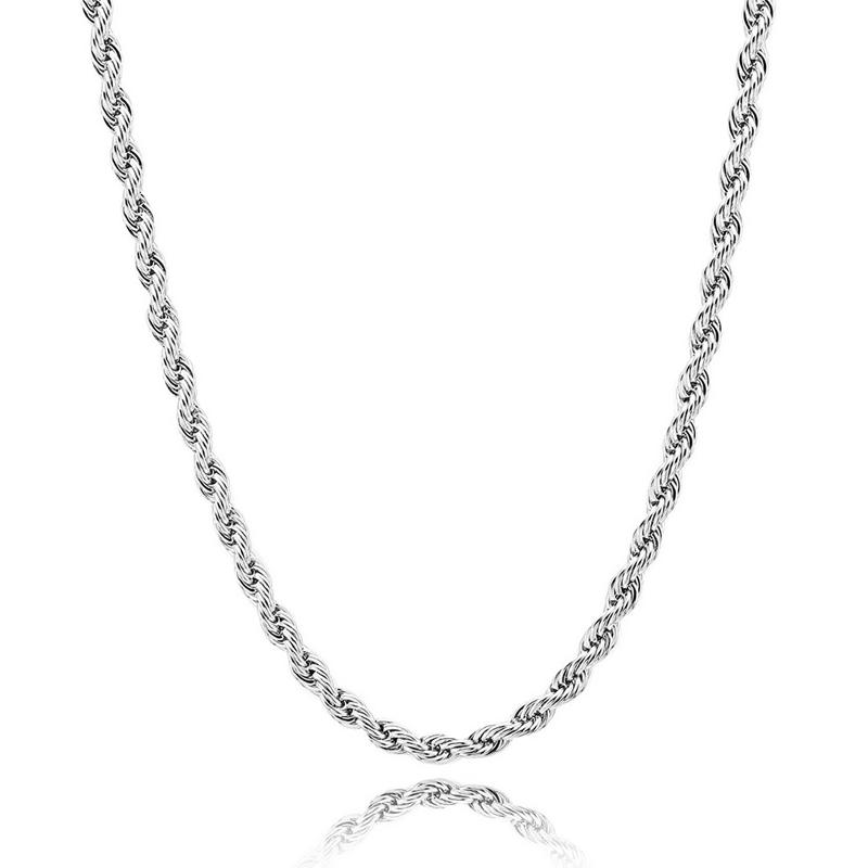 Sterling Silver Rope Twisted Link Chain Necklace / 18&quot;