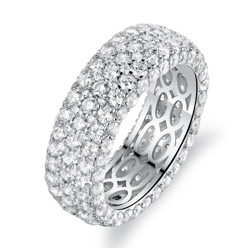 White Gold Plated Five Row Eternity Ring - Assorted Sizes / 6