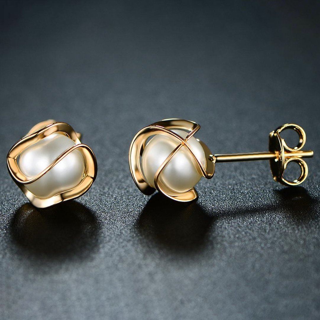 Cultured Freshwater Pearl Cage Earrings by Sevil
