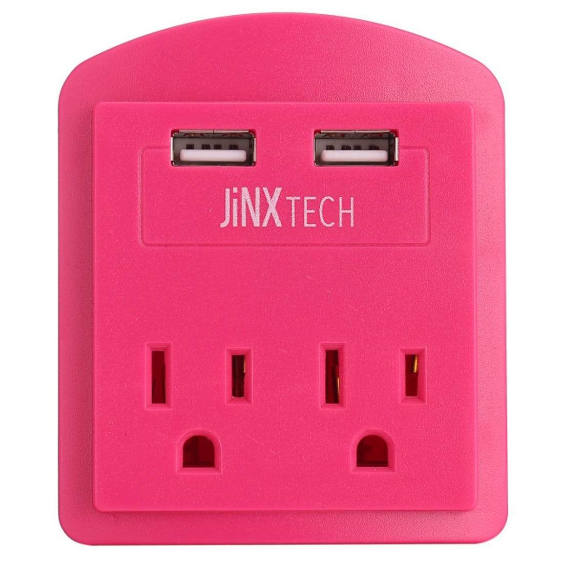 JinxTech 2-Outlet Wall Tap with Dual USB / Pink