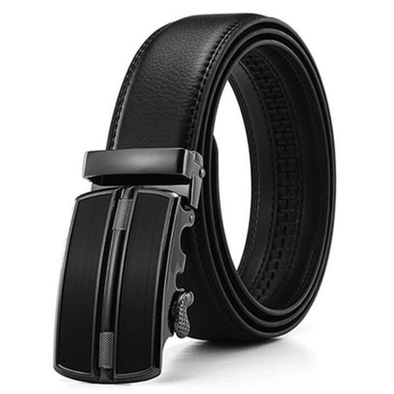 Barbados Men&#39;s Solid Buckle Leather Belt with Automatic Ratchet / 30 36