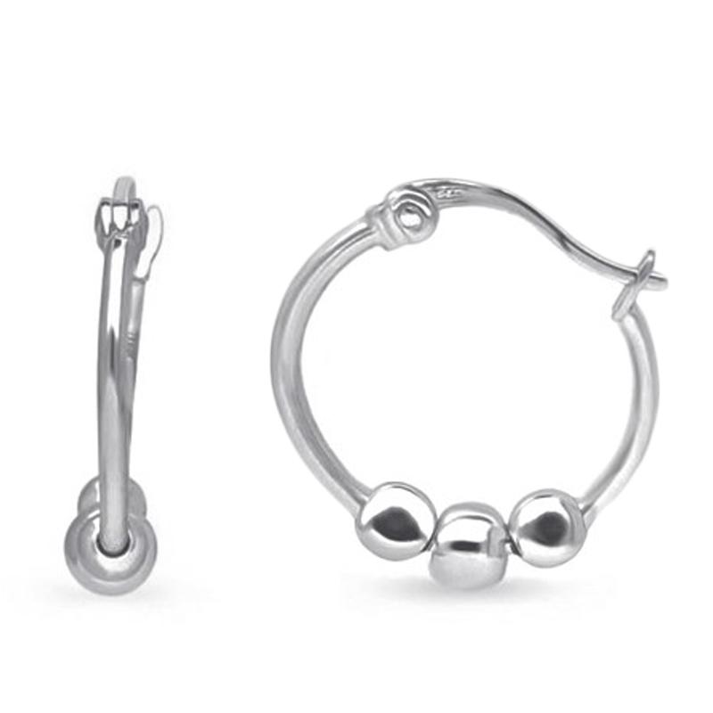 Stainless Steel Ball Hoop Earrings / 25mm