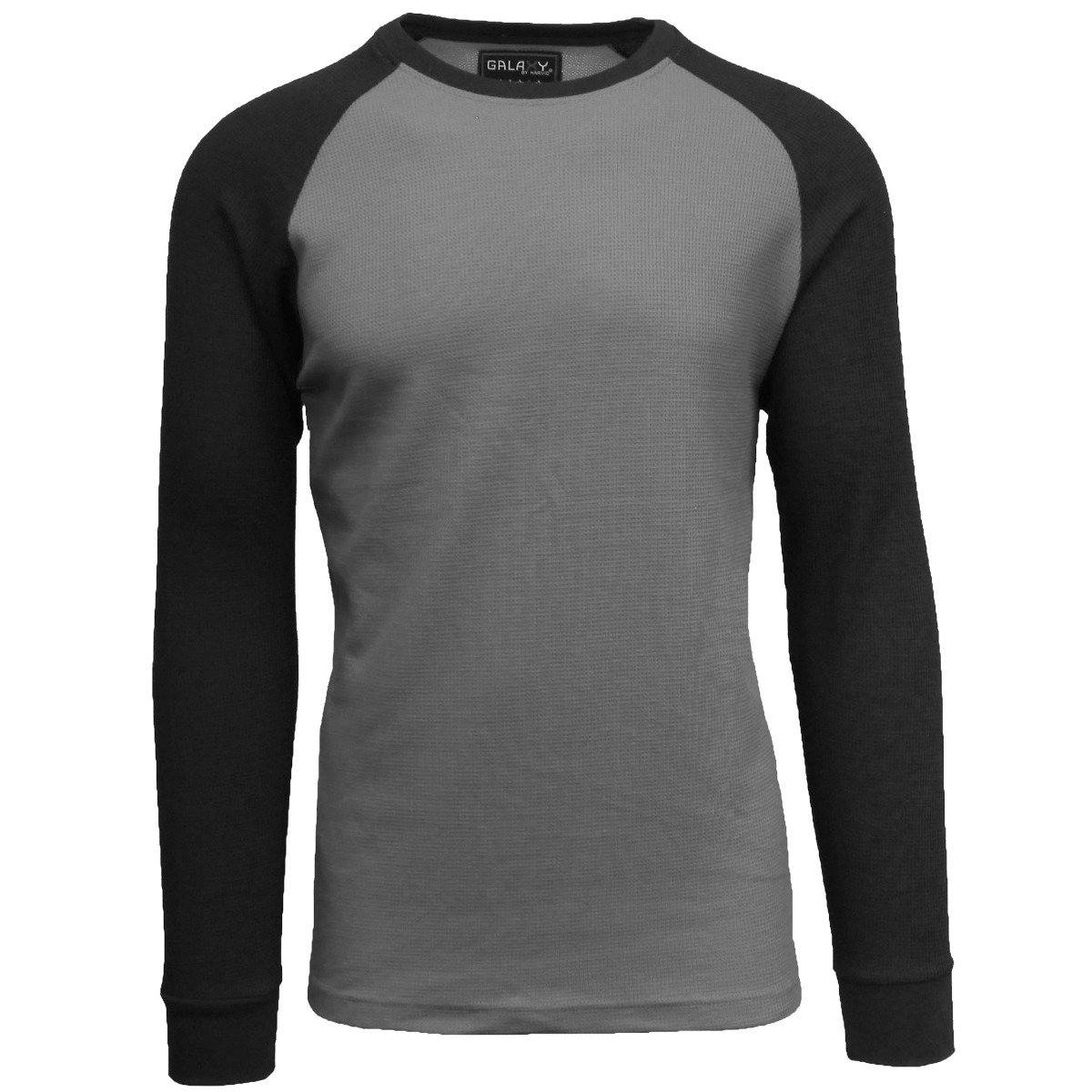 Galaxy by Harvic Men&#39;s Raglan Thermal Shirt - Assorted Sizes / Charcoal/Black / 4XL