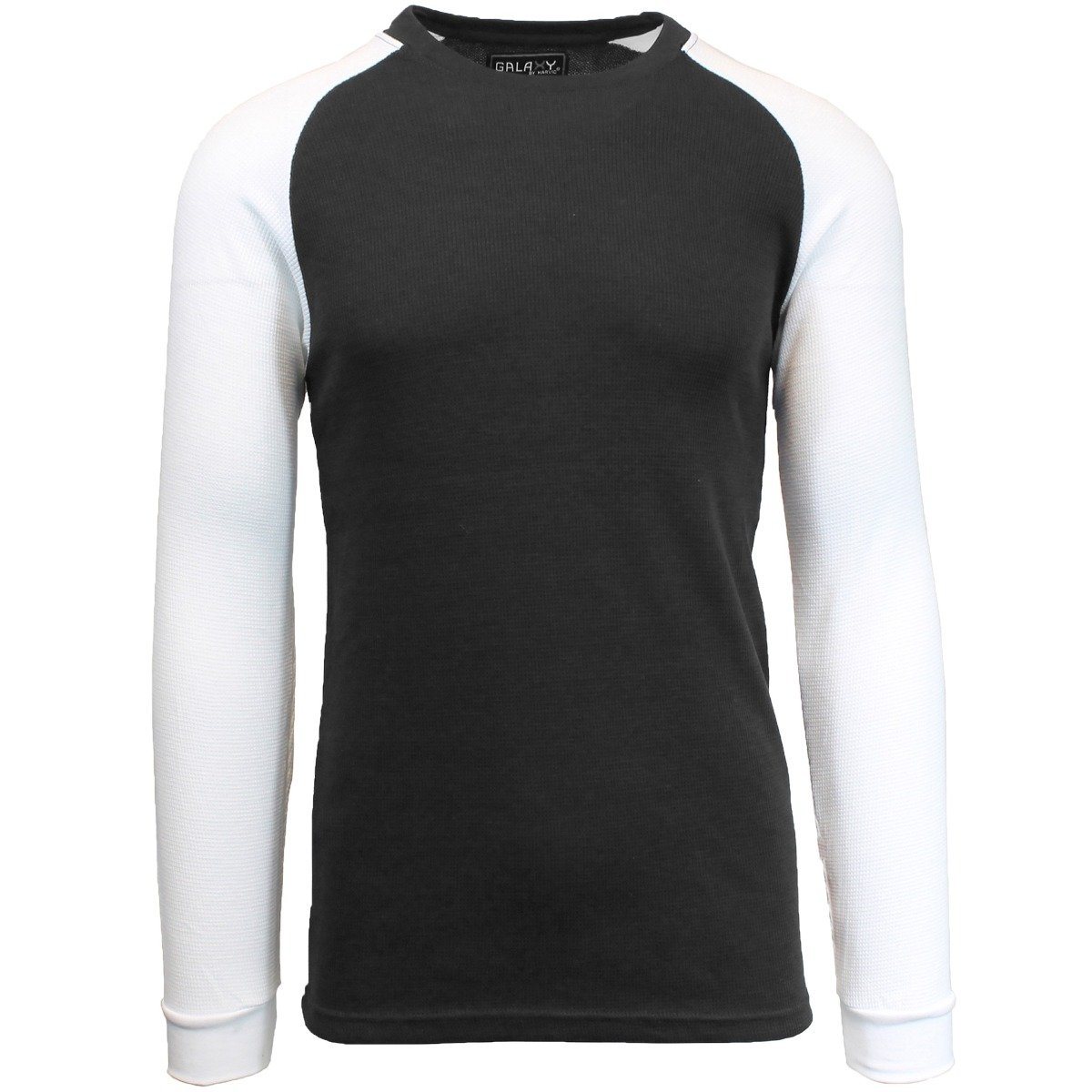 Galaxy by Harvic Men&#39;s Raglan Thermal Shirt - Assorted Sizes / Black/White / Large