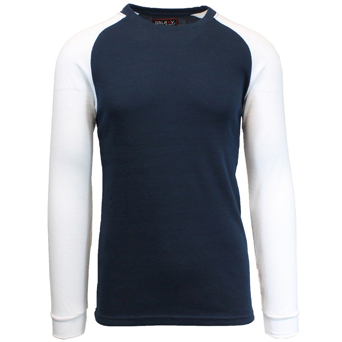 Galaxy by Harvic Men&#39;s Raglan Thermal Shirt - Assorted Sizes / Navy Blue/White / Large