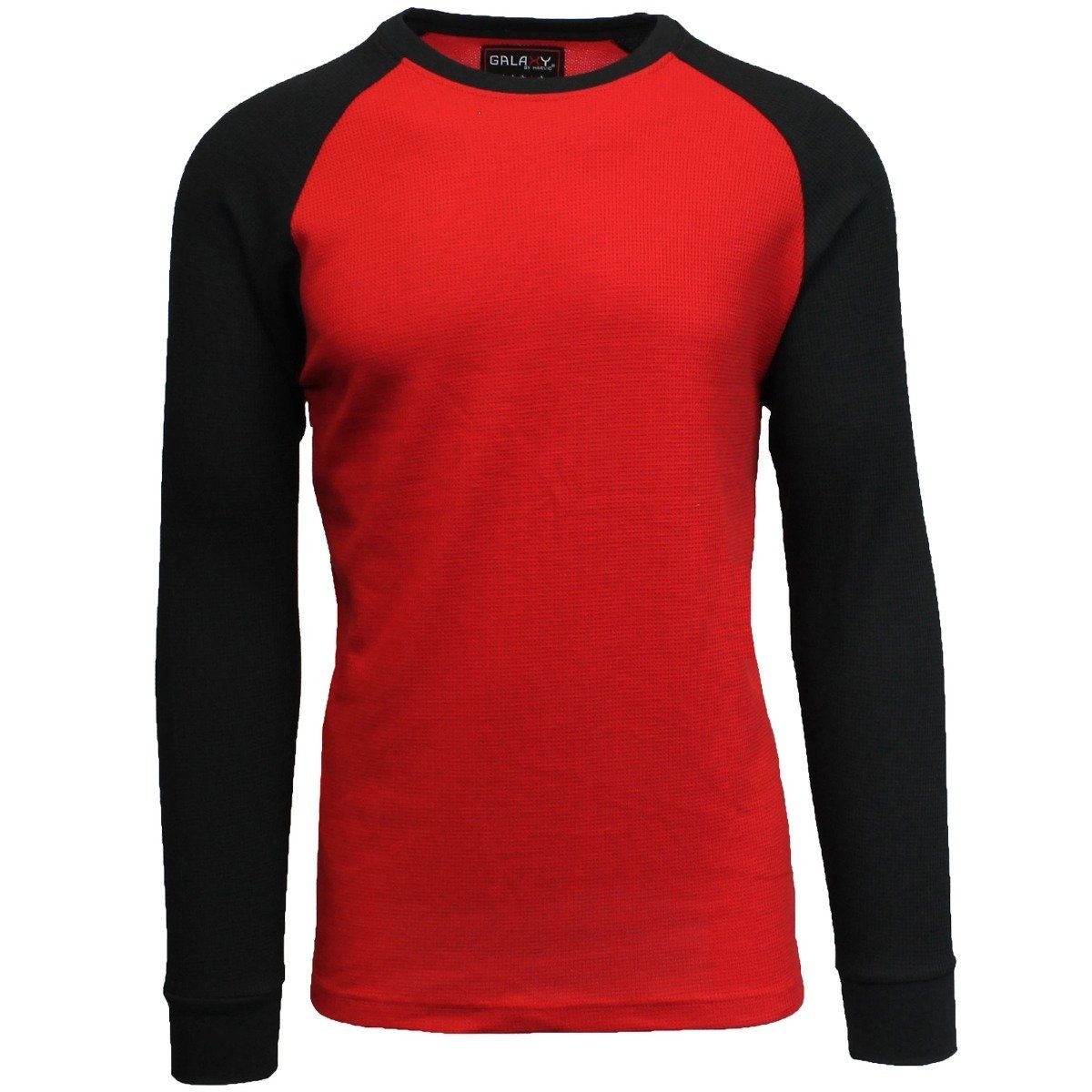 Galaxy by Harvic Men&#39;s Raglan Thermal Shirt - Assorted Sizes / Red/Black / Large