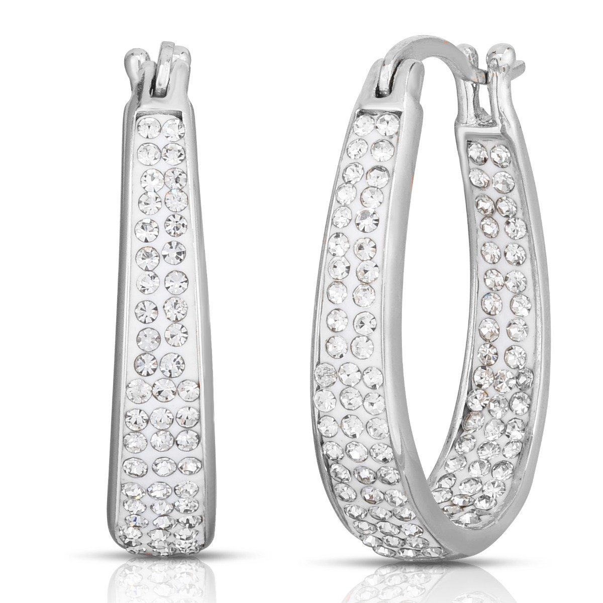 White Inside Out Hoops with Free 2.00 CT Stud Earrings