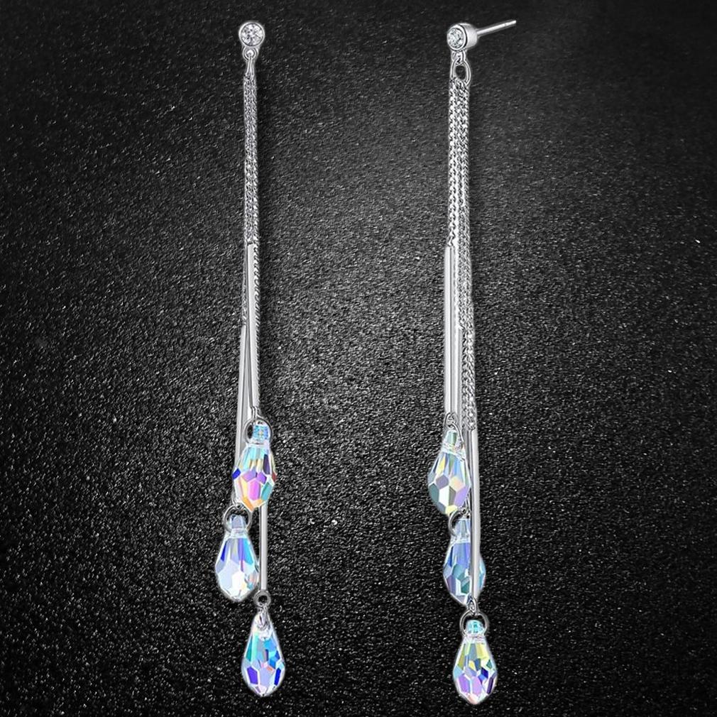 Aurora Borealis Crystal Drop Earrings Made with Swarovski Elements