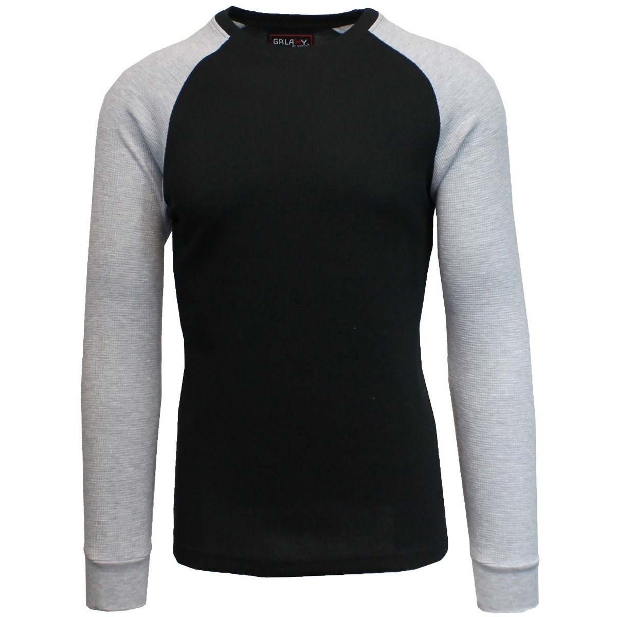 Galaxy by Harvic Men&#39;s Raglan Thermal Shirt - Assorted Sizes / Black/Heather Gray / Small