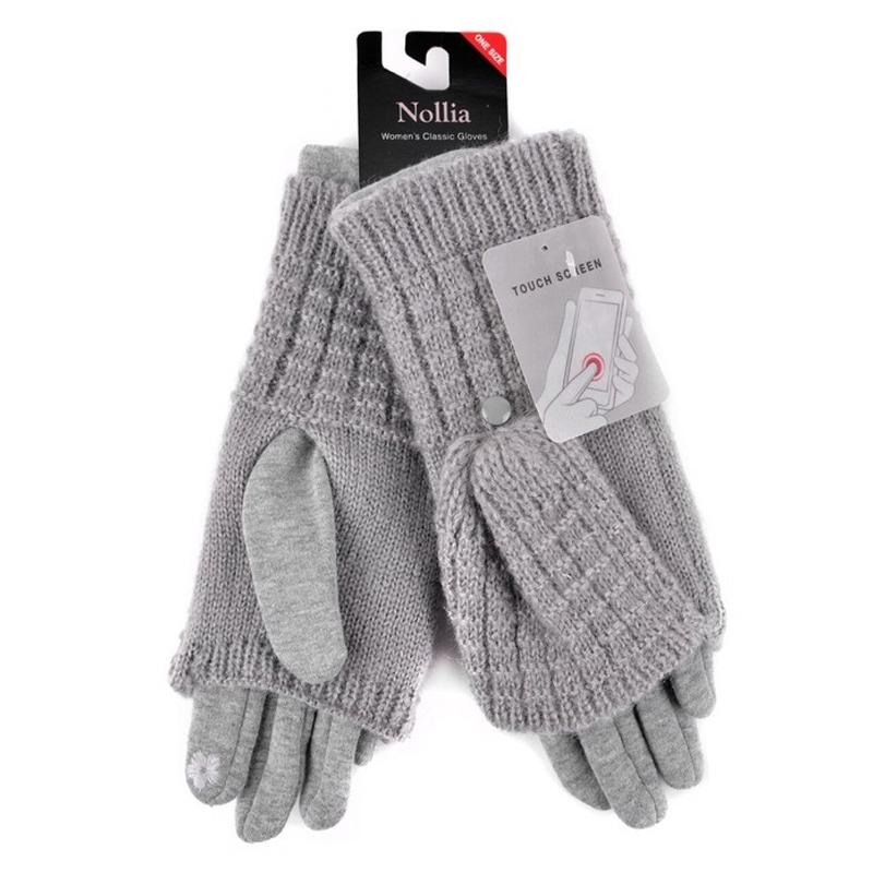 Cable Knit Women&#39;s Winter Cute Gloves / Gray