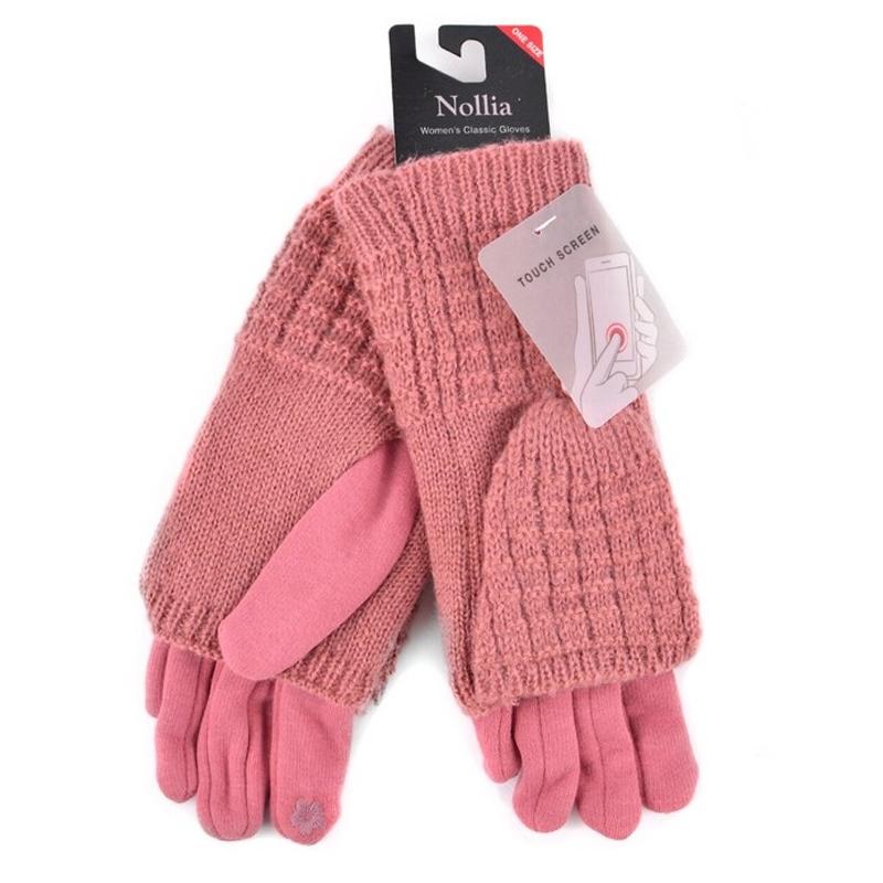 Cable Knit Women&#39;s Winter Cute Gloves / Pink