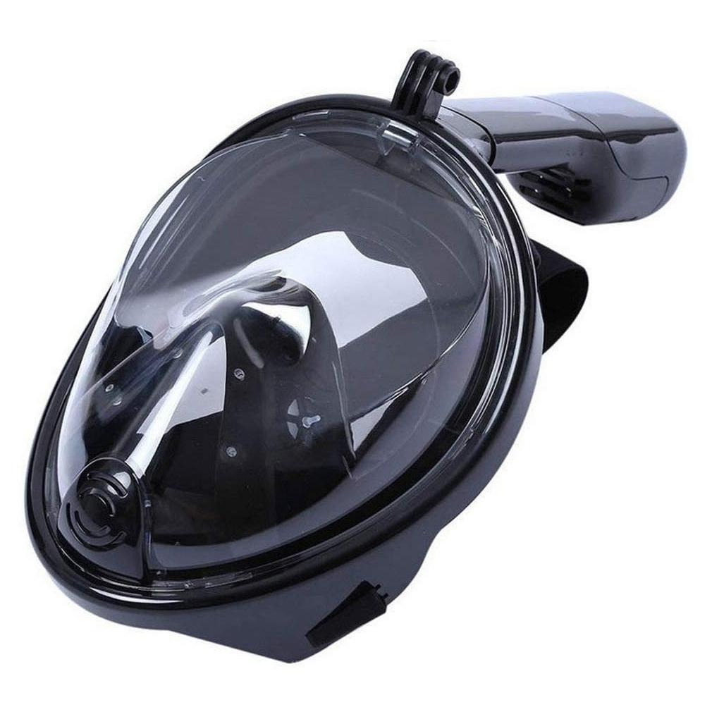 Adjustable Full-Face Snorkel with Attachment for Sports Camera / Black / L/XL