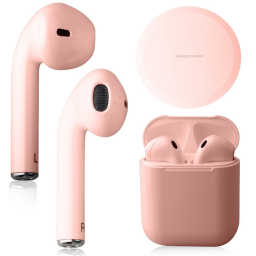 Airbuds Wireless Bluetooth Earphones with Charging Case and Bonus Qi Charging Mat / Rose Gold