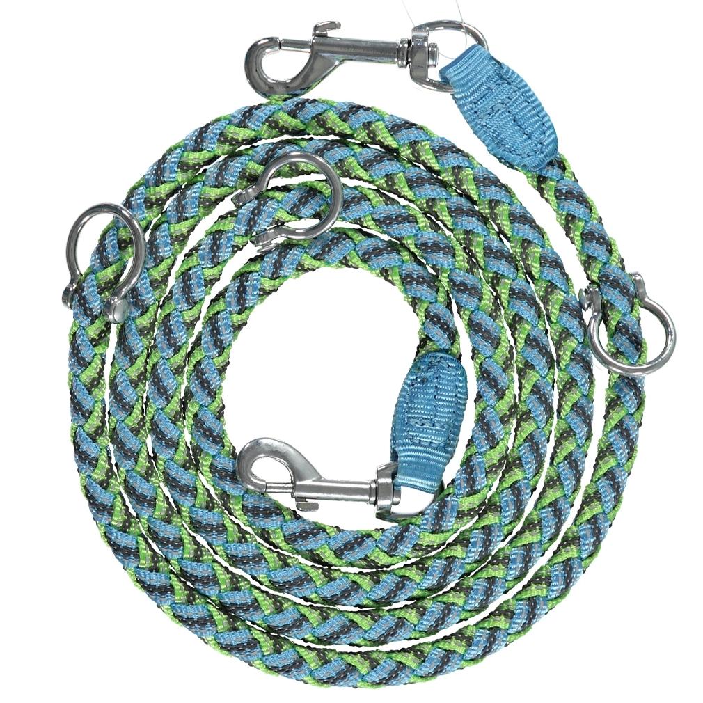 Adjustable and Stretchable Reflective Double Dog Leash / Green / XS
