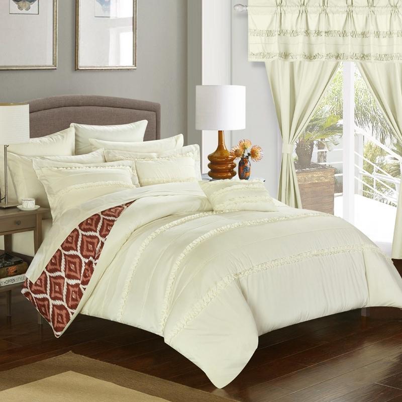 Chic Home Adina 20 Piece Reversible Comforter Set Bed / Beige / Queen