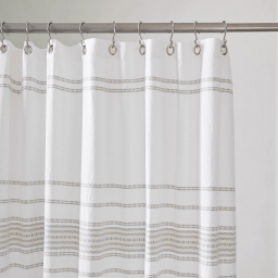 Rippled Stripe White Organic Shower Curtain