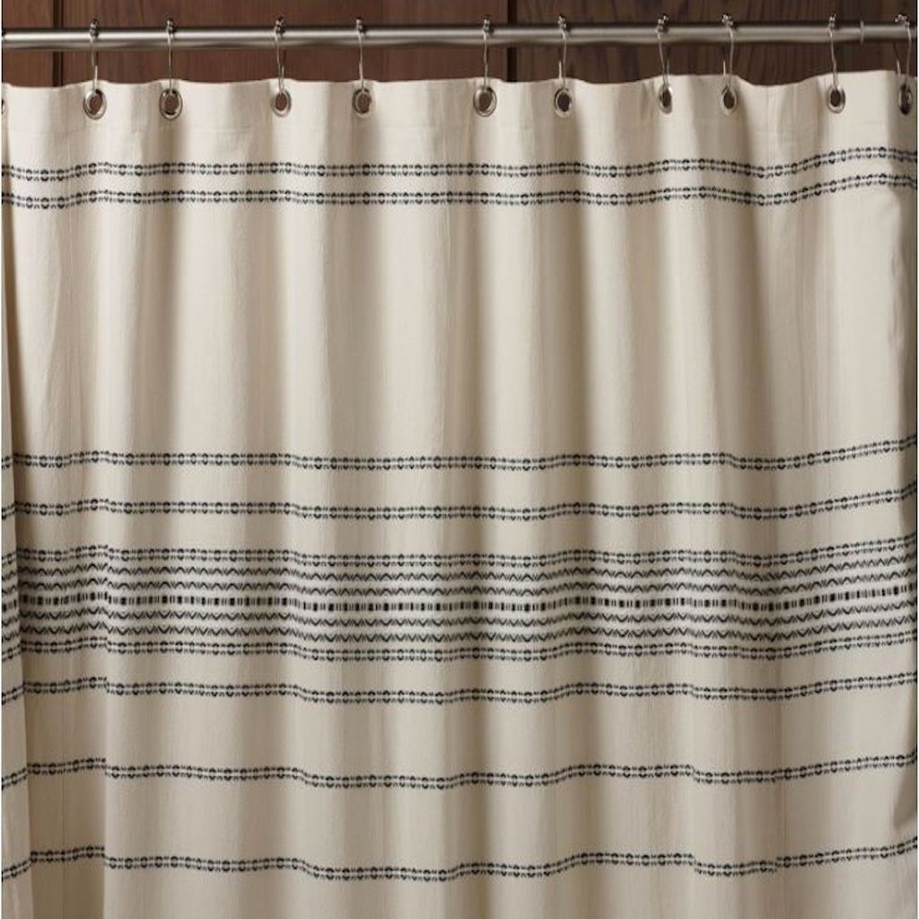 Rippled Stripe Ivory Organic Shower Curtain