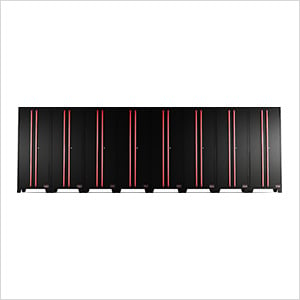 Black and Red Tall Garage Cabinet (8-Pack)