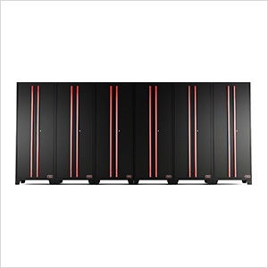 Black and Red Tall Garage Cabinet (6-Pack)