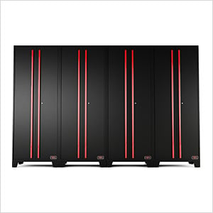 Black and Red Tall Garage Cabinet (4-Pack)